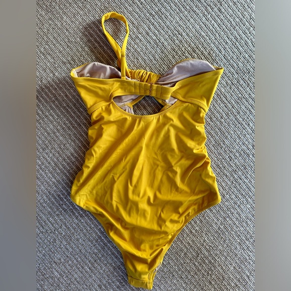 One Piece Unique Mustard Tumeric Yellow Swimsuit - Picture 3 of 7